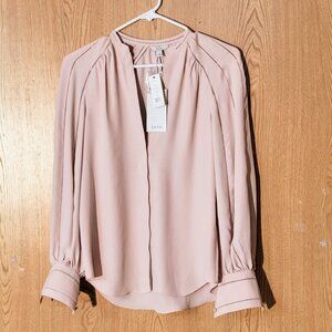 Joie Small Blouse Pink Sky Alban Button Up Ladder Stitch Inserts